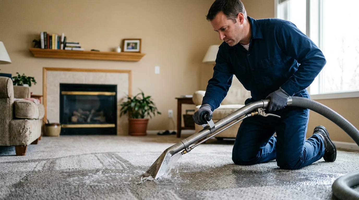 Water damage restoration technician working near Seligman, AZ